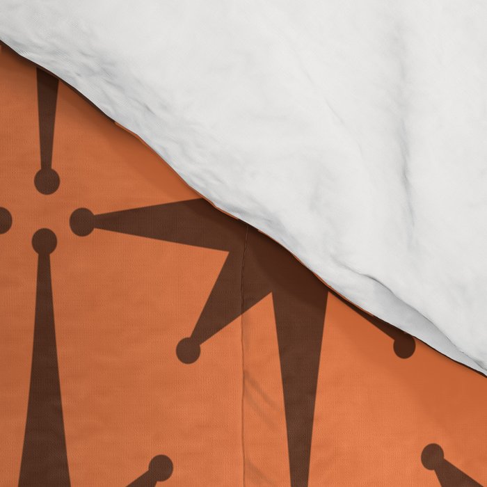 Midcentury Modern Atomic Starburst Pattern in Retro Orange and Brown  Comforter Gallery Image 4