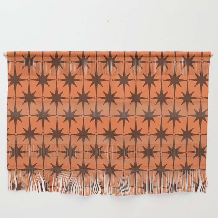 Midcentury Modern Atomic Starburst Pattern in Retro Orange and Brown  Wall Hanging Gallery Image 1