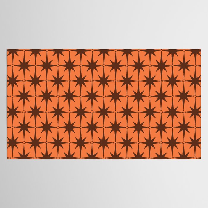 Midcentury Modern Atomic Starburst Pattern in Retro Orange and Brown  Tablecloth Gallery Image 2