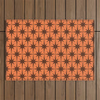 Midcentury Modern Atomic Starburst Pattern in Retro Orange and Brown  Outdoor Rug Gallery Image 1