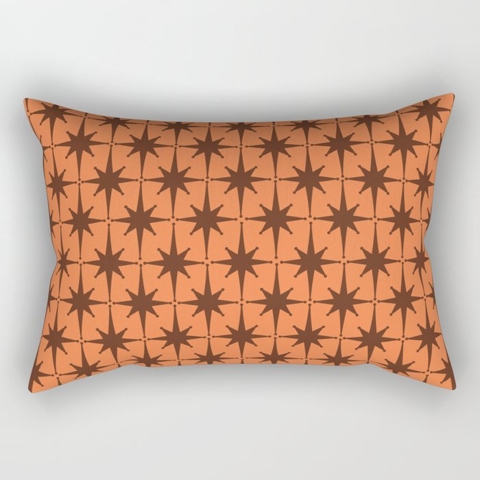 Midcentury Modern Atomic Starburst Pattern in Retro Orange and Brown  Rectangular Pillow Gallery Image 2