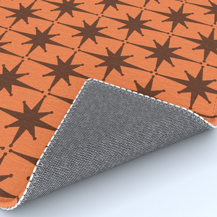 Midcentury Modern Atomic Starburst Pattern in Retro Orange and Brown  Rug Gallery Image 4