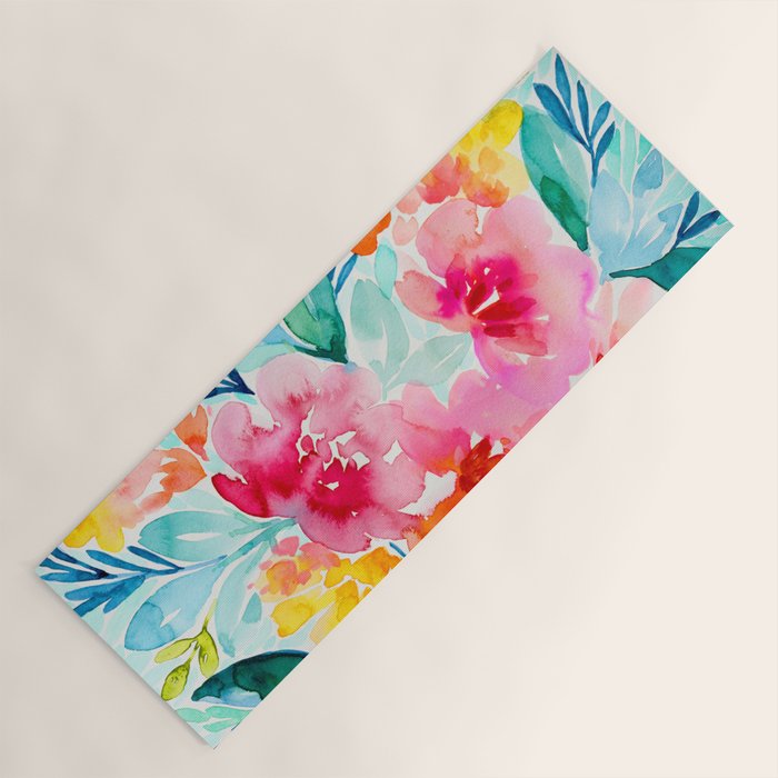 Neon Floral Yoga Mat Gallery Image 1