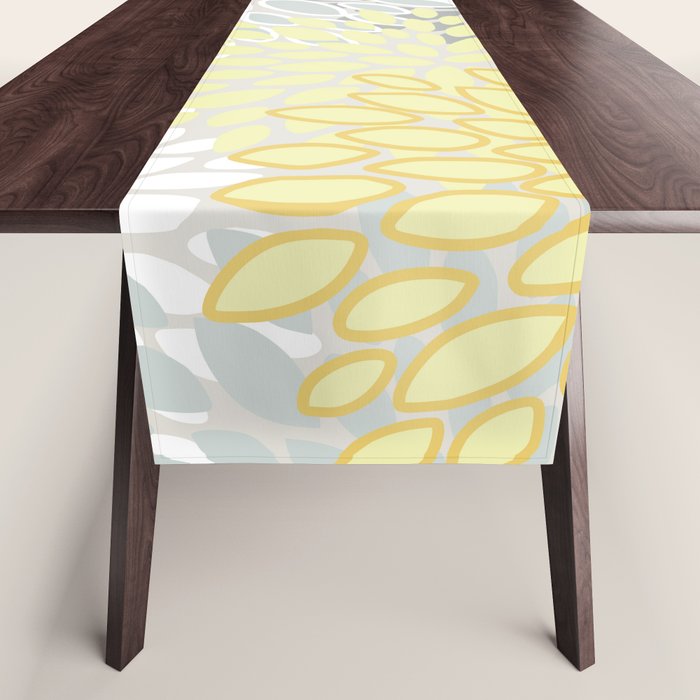 Floral Prints, Soft, Yellow and Gray, Modern Print Art Table Runner Gallery Image 1