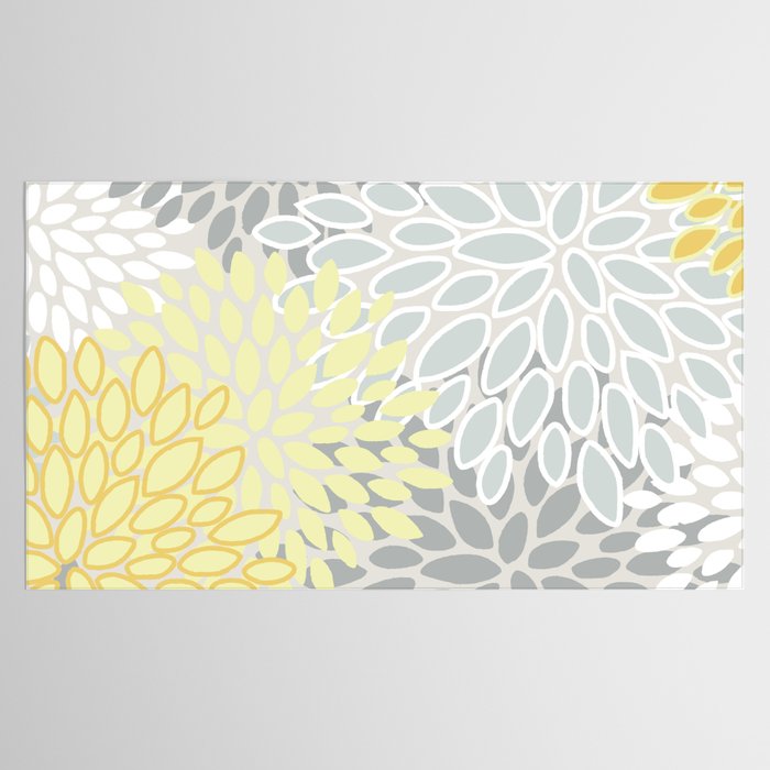 Floral Prints, Soft, Yellow and Gray, Modern Print Art Tablecloth Gallery Image 2