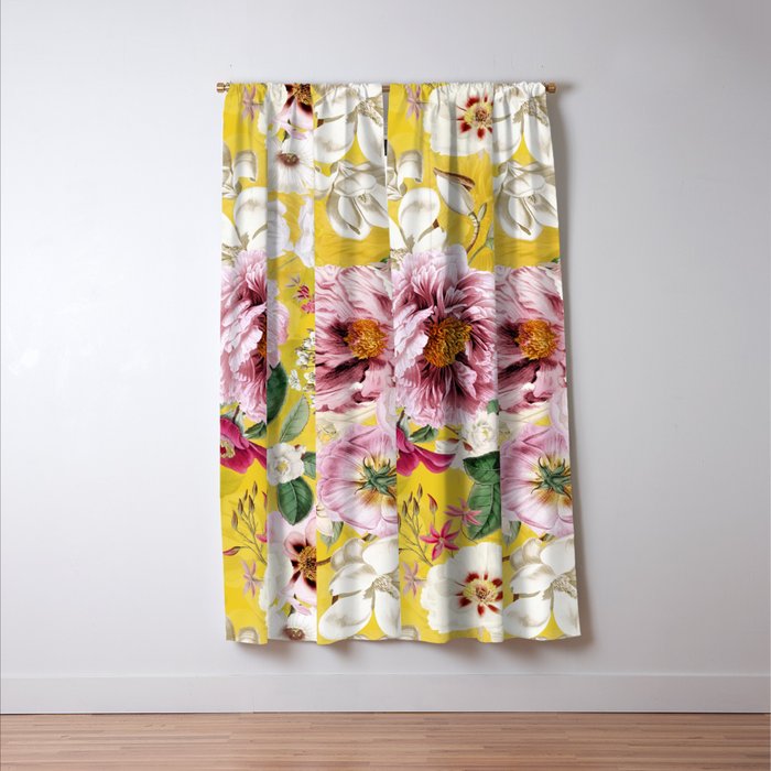 Vintage & Shabby Chic - Colorful Spring Flower Peony Botanical Garden Window Curtain Gallery Image 3