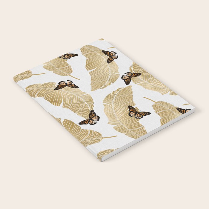 Butterfly & Palm Leaf, Gold Wall Art Notebook Gallery Image 1