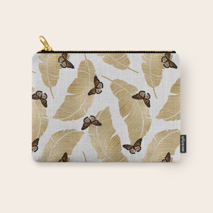 Butterfly & Palm Leaf, Gold Wall Art Carry All Pouch Gallery Image 1