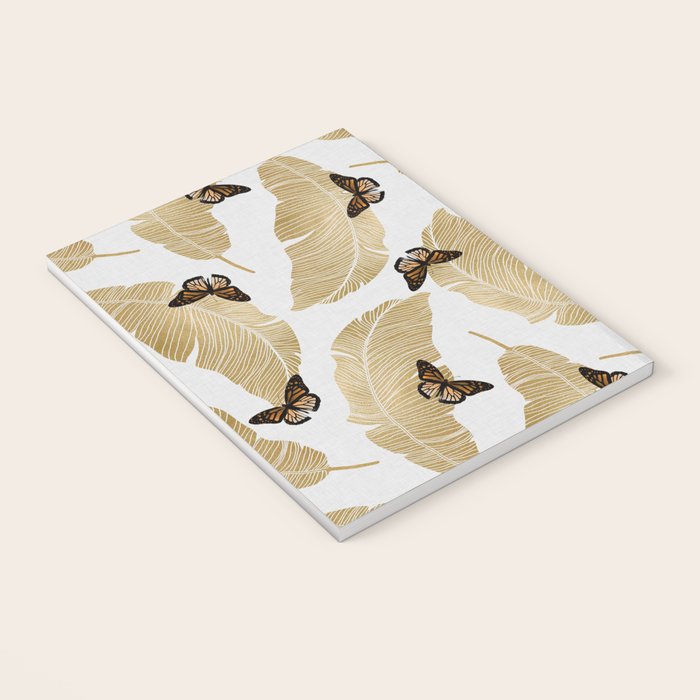 Butterfly & Palm Leaf, Gold Wall Art Notebook Gallery Image 3