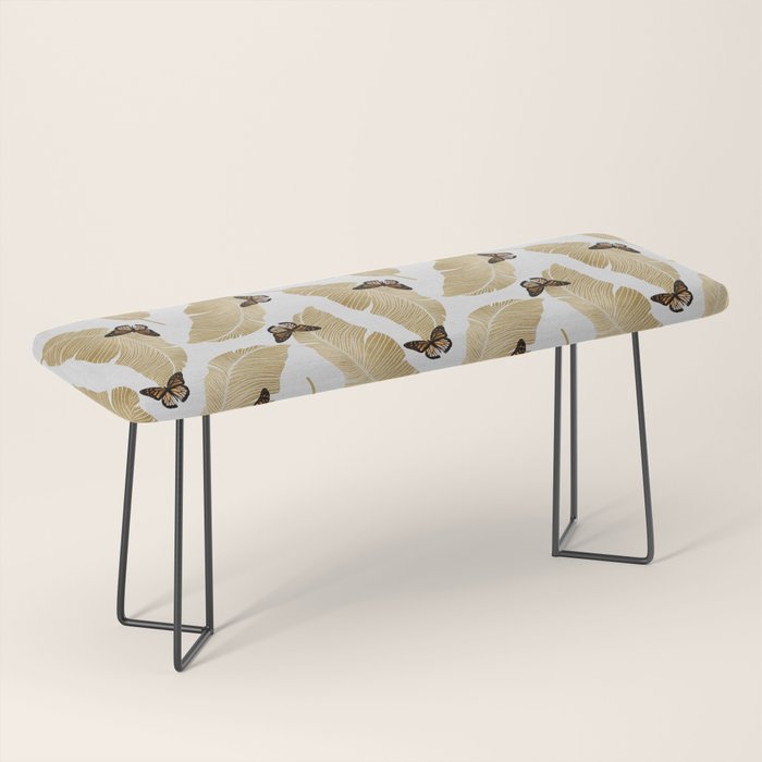 Butterfly & Palm Leaf, Gold Wall Art Bench Gallery Image 1