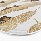 Butterfly & Palm Leaf, Gold Wall Art Bath Mat Gallery Image 3
