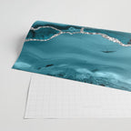 Glamour Turquoise Blue Bohemian Watercolor Marble With Silver Glitter Veins Wrapping Paper Gallery Image 2