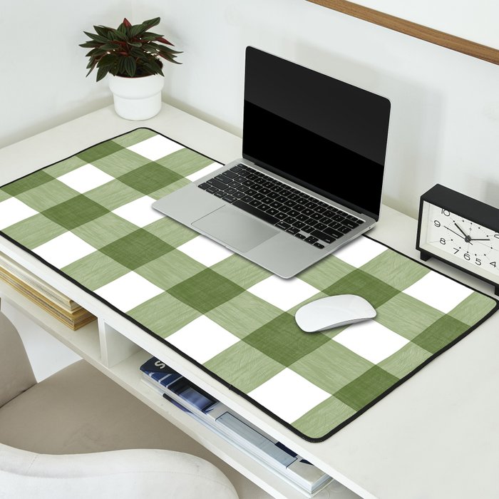 Hand Painted Gingham in Sage Green  Desk Mat Gallery Image 2