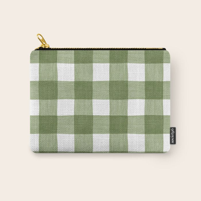 Hand Painted Gingham in Sage Green  Carry All Pouch Gallery Image 1