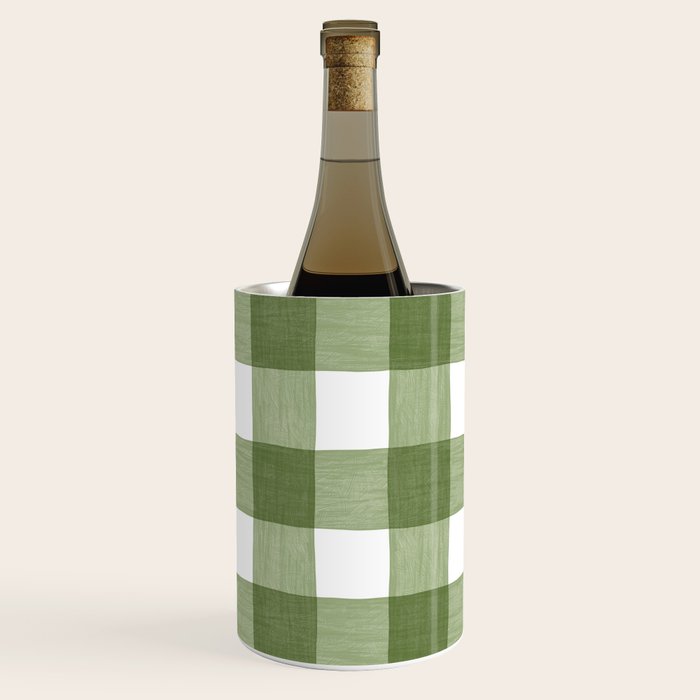 Hand Painted Gingham in Sage Green  Wine Chiller Gallery Image 1