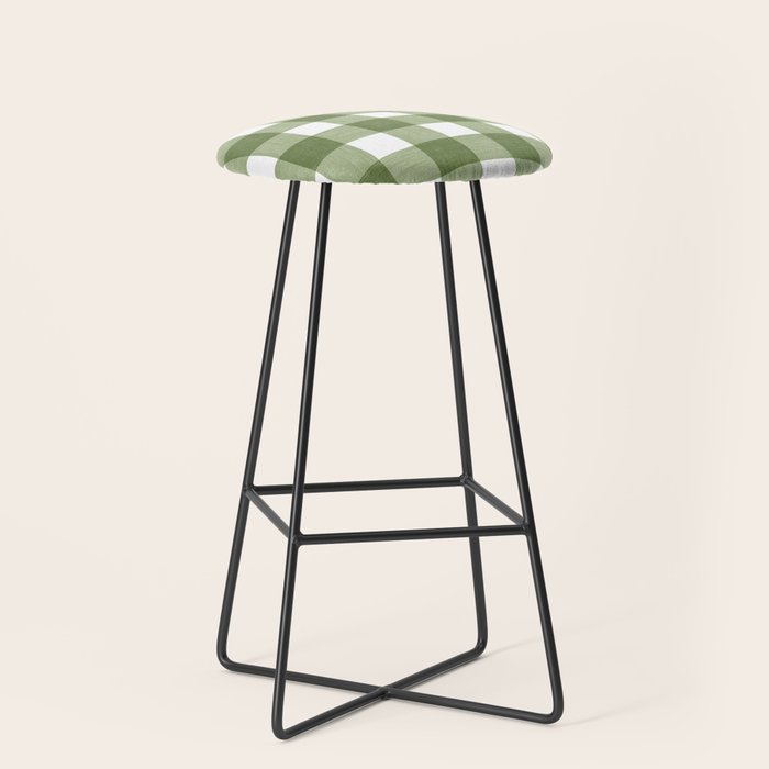Hand Painted Gingham in Sage Green  Stool Gallery Image 1