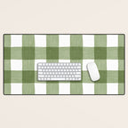 Hand Painted Gingham in Sage Green  Desk Mat Gallery Image 1