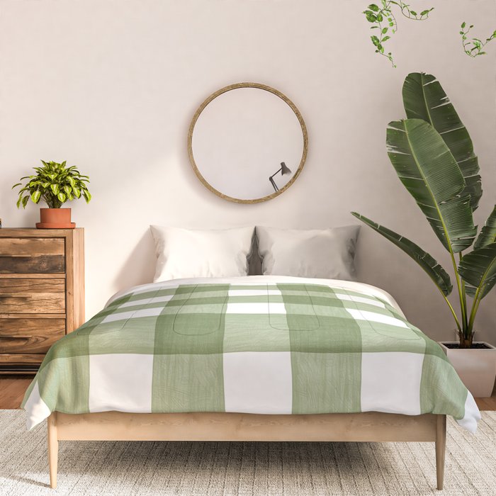 Hand Painted Gingham in Sage Green  Comforter Gallery Image 3