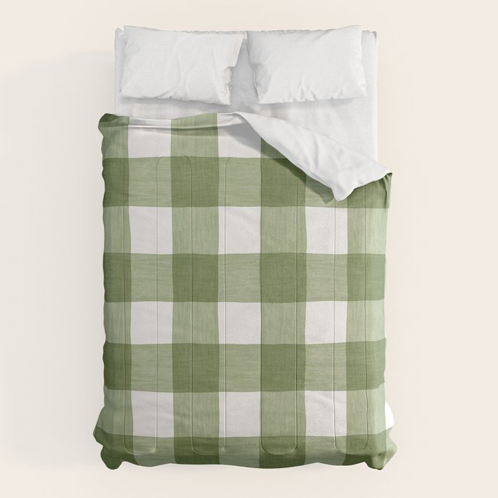 Hand Painted Gingham in Sage Green  Comforter Gallery Image 1