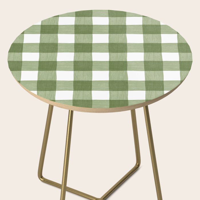 Hand Painted Gingham in Sage Green  Side Table Gallery Image 2