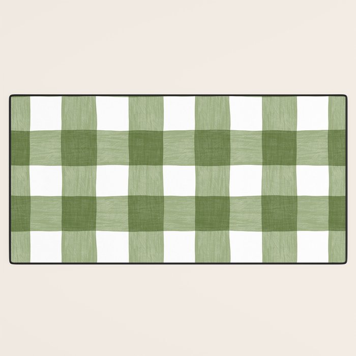 Hand Painted Gingham in Sage Green  Desk Mat Gallery Image 3