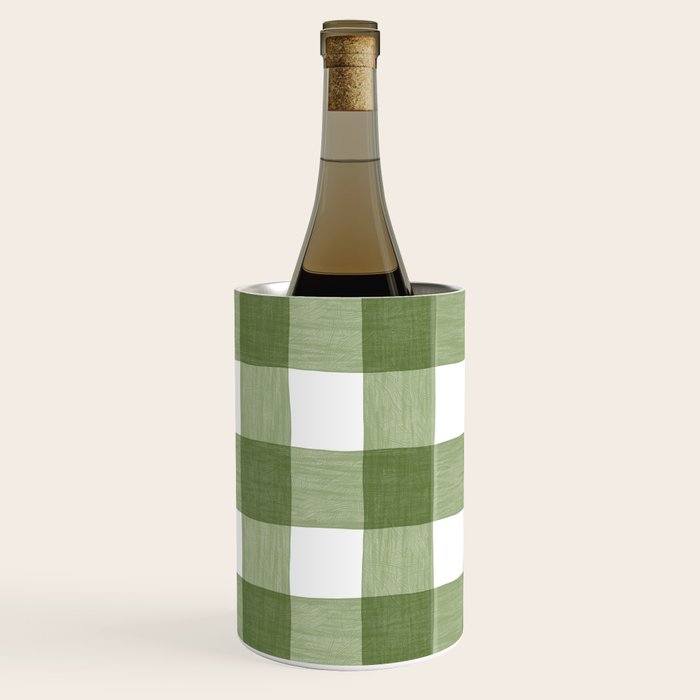 Hand Painted Gingham in Sage Green  Wine Chiller Gallery Image 3