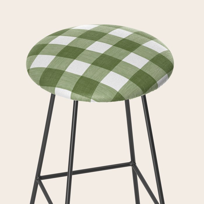 Hand Painted Gingham in Sage Green  Stool Gallery Image 2