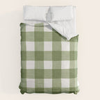 Hand Painted Gingham in Sage Green  Duvet Cover Gallery Image 6