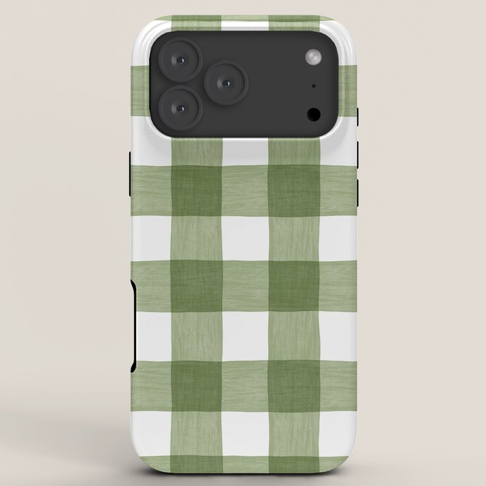 Hand Painted Gingham in Sage Green  iPhone Case Gallery Image 8