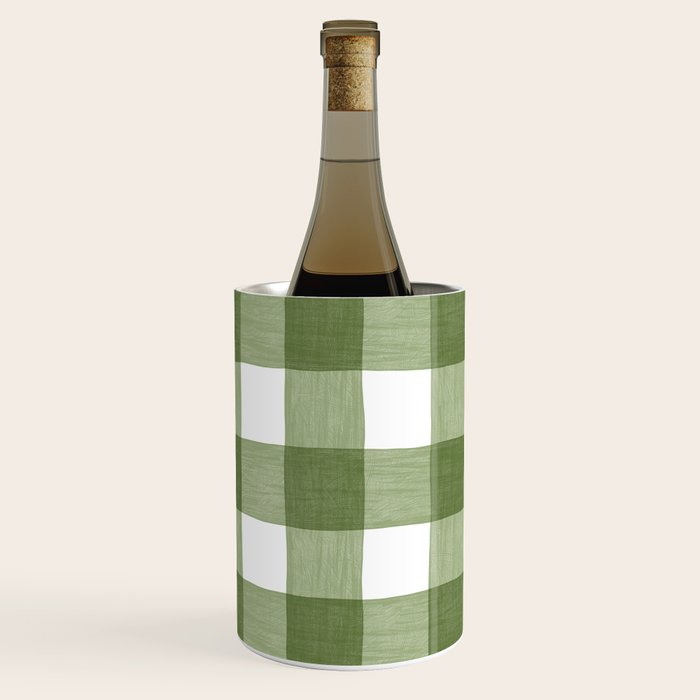 Hand Painted Gingham in Sage Green  Wine Chiller Gallery Image 2