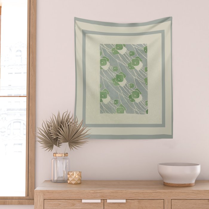 Green Geometric 1915 Hannah Borger Overbeck Wall Tapestry Gallery Image 2