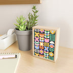 Retro Folk & Floral Colorful Pastel Flower Grid Black Mini Art Print Gallery Image 2