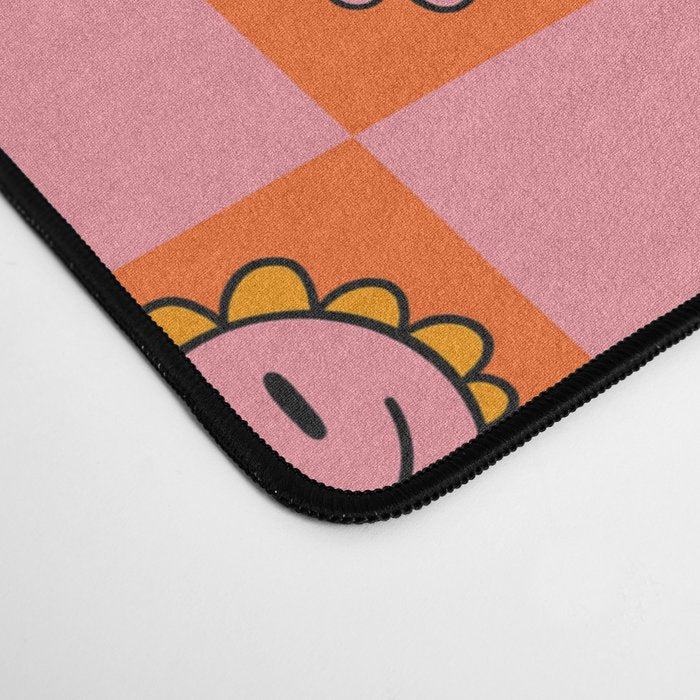 Orange Pink Smiley Checkerboard Print Desk Mat Gallery Image 4