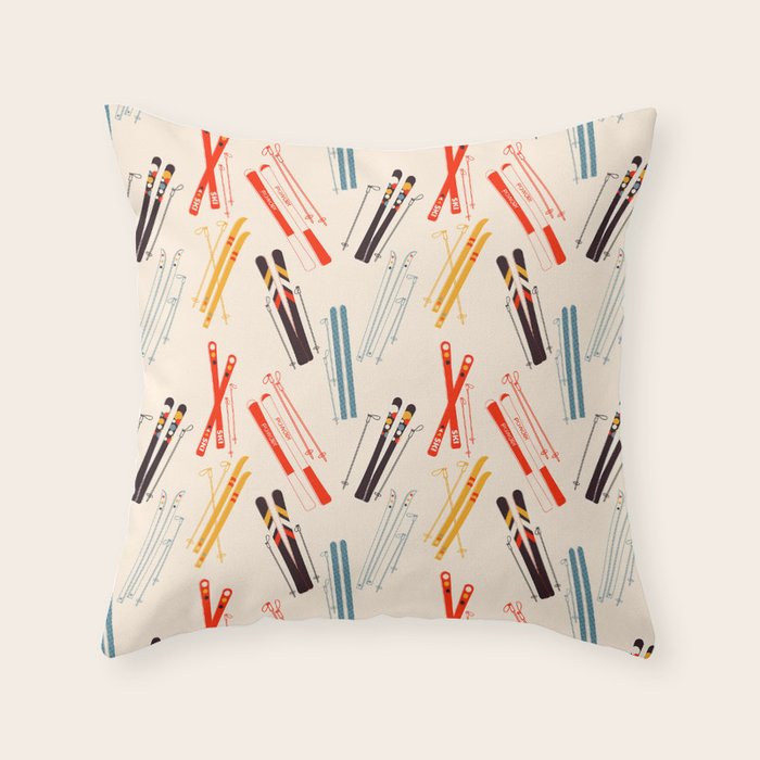 Ski time pattern Throw Pillow Gallery Image 6