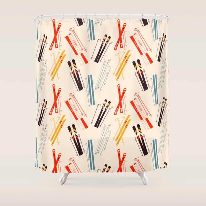Ski time pattern Shower Curtain Gallery Image 1
