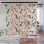 Ski time pattern Wall Mural Gallery Image 1
