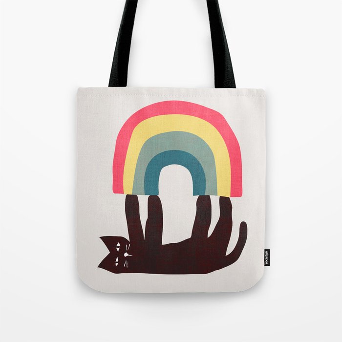 Cat with rainbow Tote Bag Gallery Image 1
