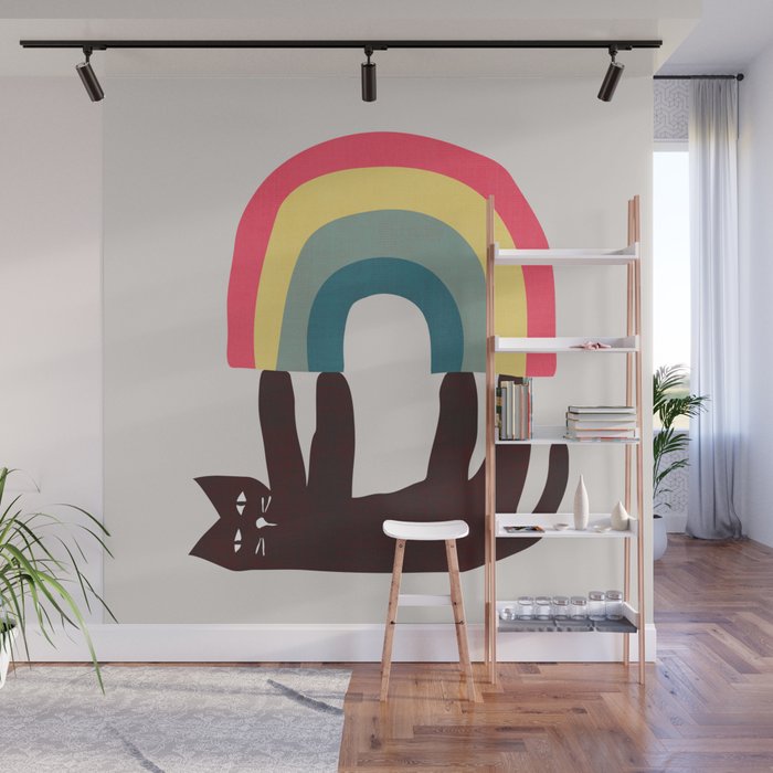 Cat with rainbow Wall Mural Gallery Image 1