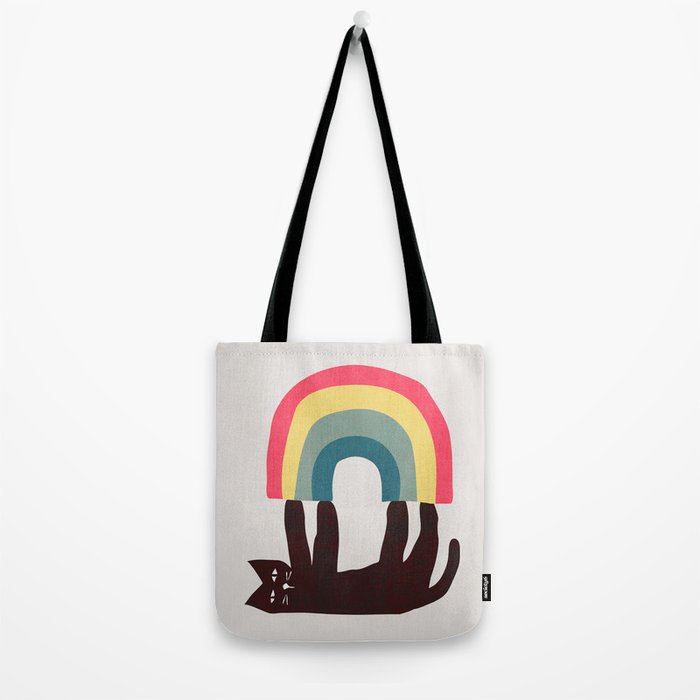 Cat with rainbow Tote Bag Gallery Image 2