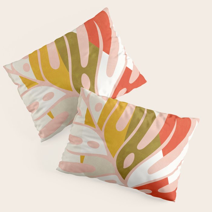 shapes leave minimal abstract art Pillow Sham Gallery Image 1