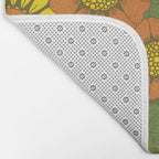 Orange, Brown, Yellow and Green Retro Daisy Pattern Bath Mat Gallery Image 2