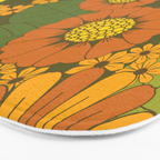 Orange, Brown, Yellow and Green Retro Daisy Pattern Bath Mat Gallery Image 3