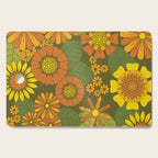 Orange, Brown, Yellow and Green Retro Daisy Pattern Cutting Board Gallery Image 1
