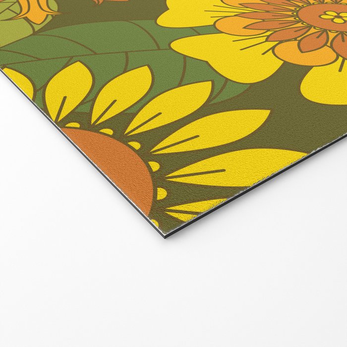 Orange, Brown, Yellow and Green Retro Daisy Pattern Welcome Mat Gallery Image 2