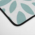 Festive, Floral Blooms and Leaves, Teal and Gray Desk Mat Gallery Image 4