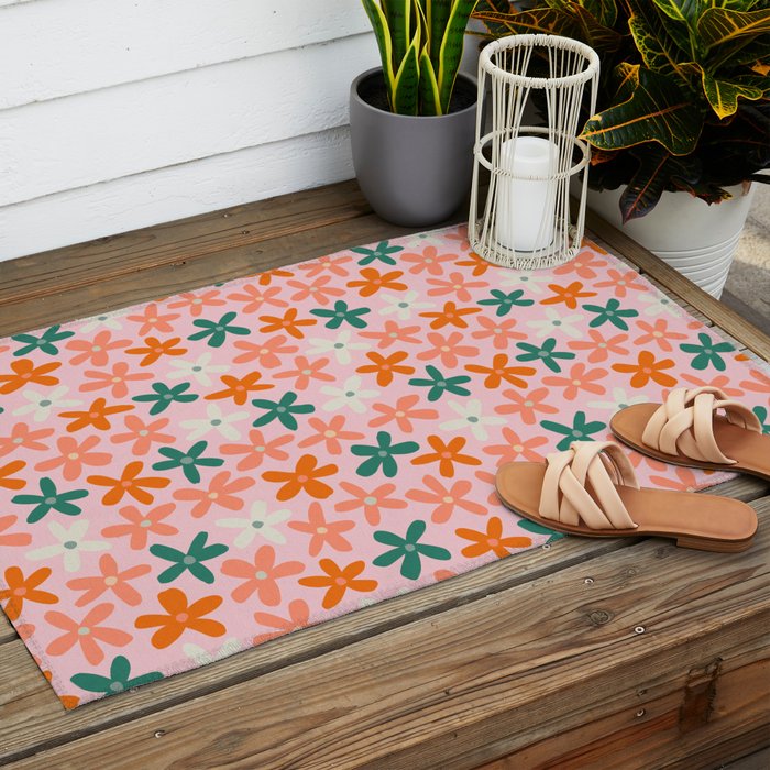Tiny Flower Pattern #3 Outdoor Rug Gallery Image 2