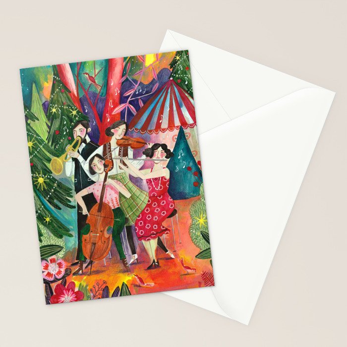 Festive holiday music concert in the forest Stationery Card Gallery Image 2