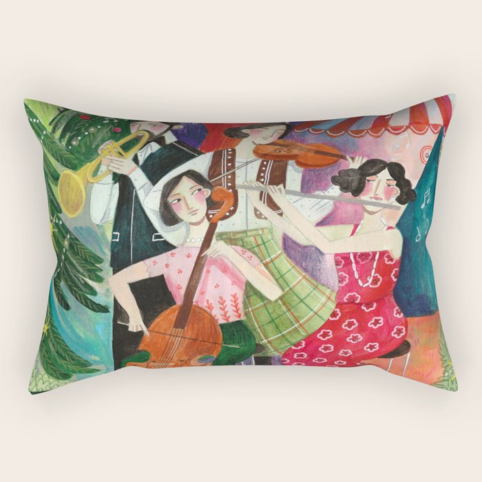 Festive holiday music concert in the forest Rectangular Pillow Gallery Image 2