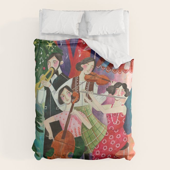 Festive holiday music concert in the forest Duvet Cover Gallery Image 6