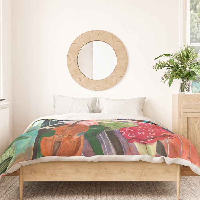Festive holiday music concert in the forest Duvet Cover Gallery Image 3